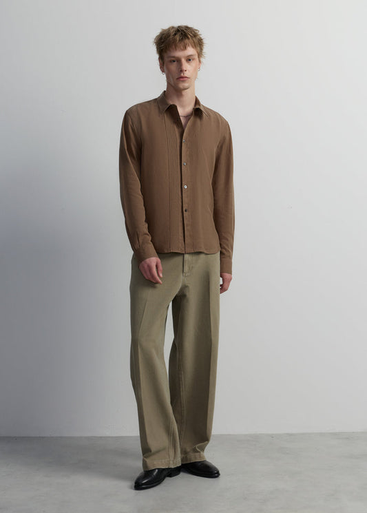DARK BROWN POPLIN SHIRT