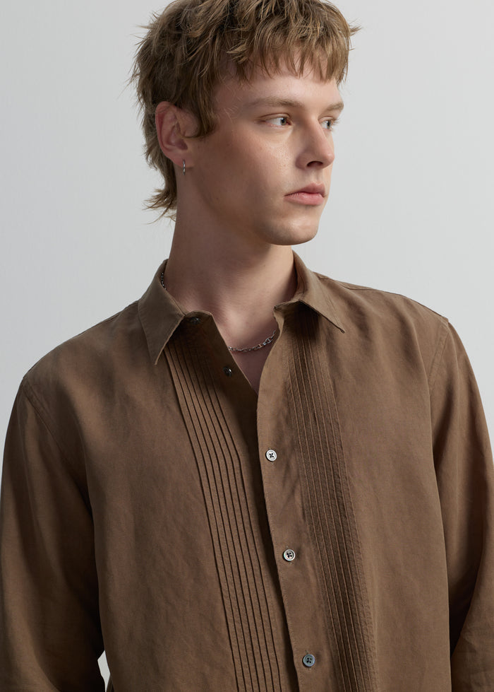 DARK BROWN POPLIN SHIRT