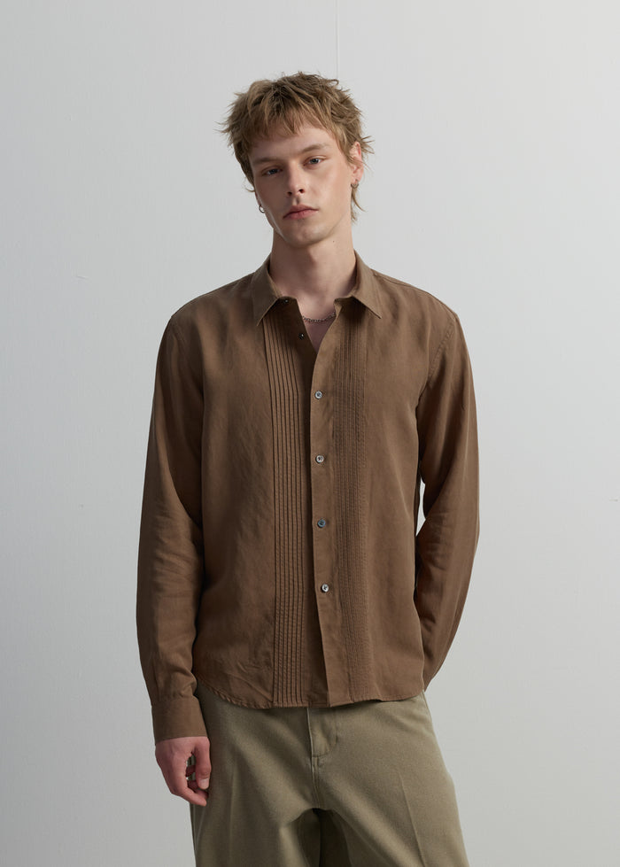 DARK BROWN POPLIN SHIRT