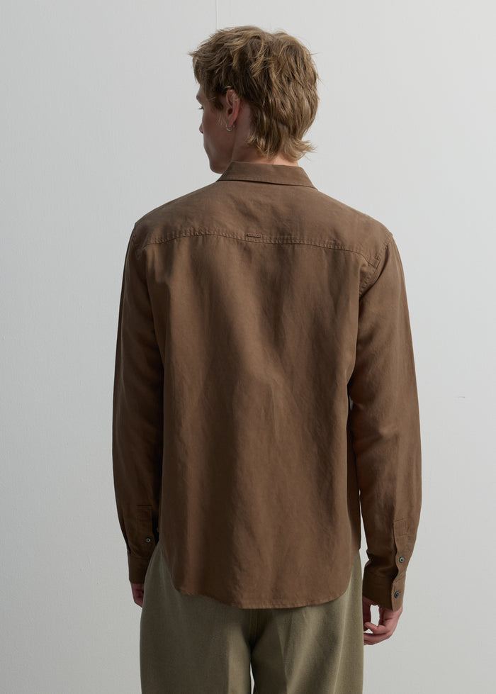 DARK BROWN POPLIN SHIRT
