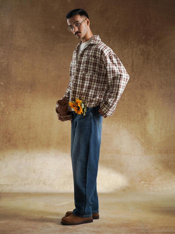 Chest pocket construction on plaid button up - GROOVY Pakistan