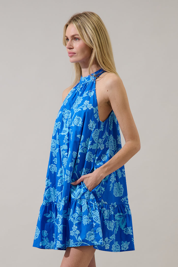 Della Halter Mini Dress Persa Floral