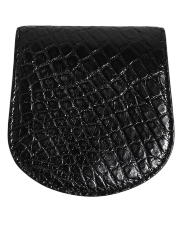 Dolce & Gabbana Black Exotic Skin Coin Condom Case Holder Pocket Wallet