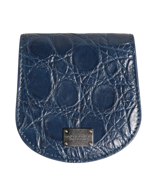 Dolce & Gabbana Blue Exotic Skin Coin Condom Case Holder Pocket Wallet