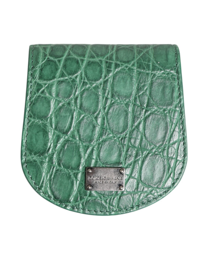 Dolce & Gabbana Green Exotic Skin Coin Condom Case Holder Pocket Wallet