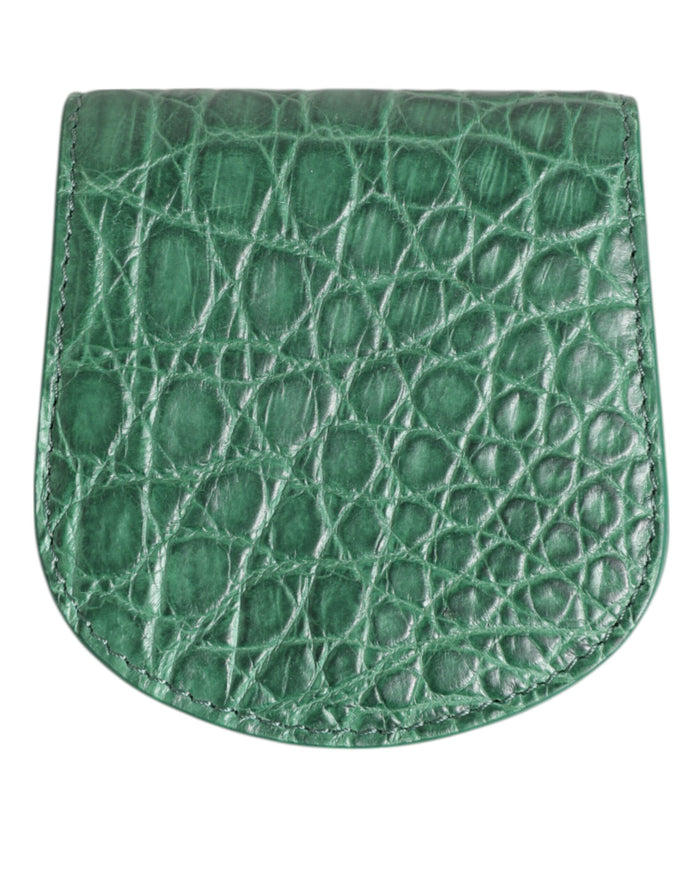 Dolce & Gabbana Green Exotic Skin Coin Condom Case Holder Pocket Wallet