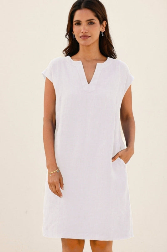 Dori Linen Dress | White - Aspiga
