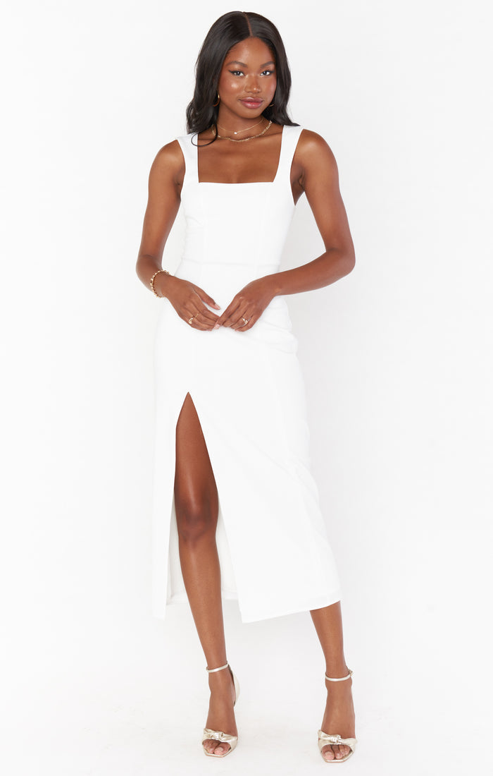 Eden Midi Dress ~ White Stretch
