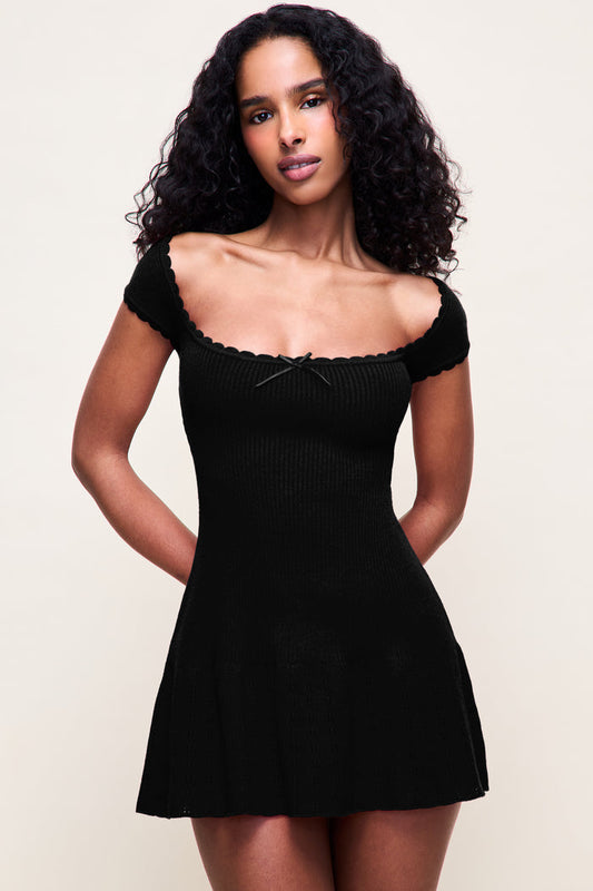 Eileen Pointelle Dress in Black