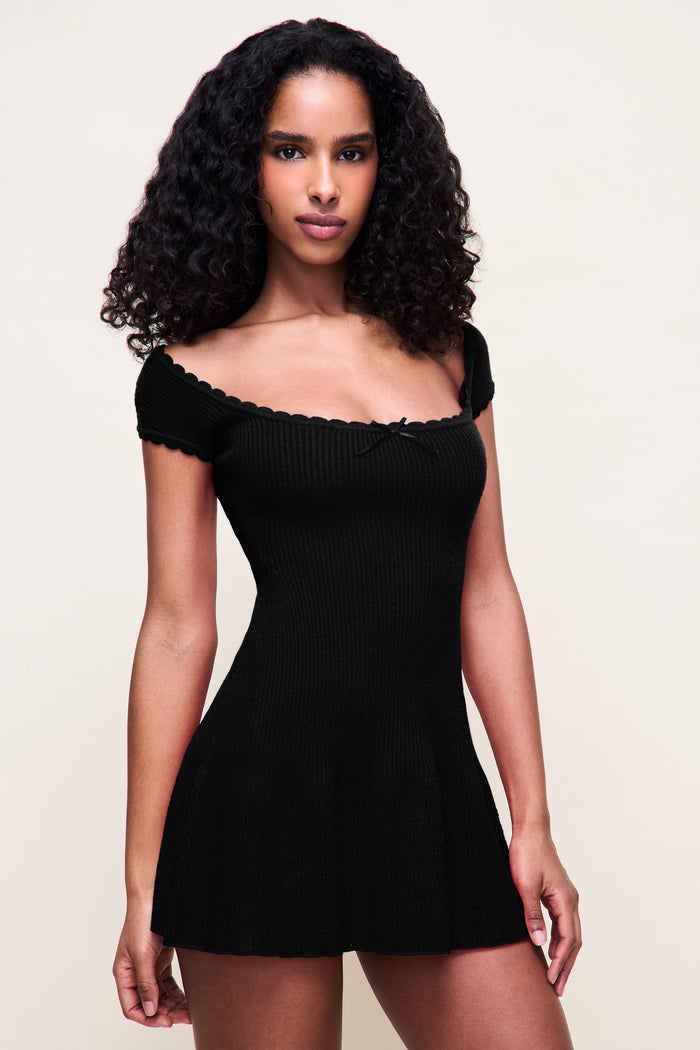 Eileen Pointelle Dress in Black