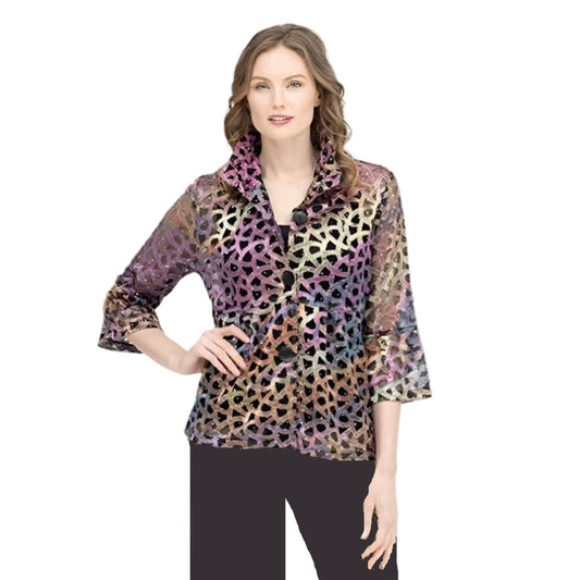 Elegant Sequin Soutache Jacket in Plum - 400-PLM - Size L Only!