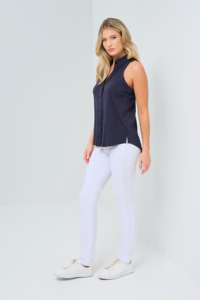 Elise Sleeveless Button Up Top