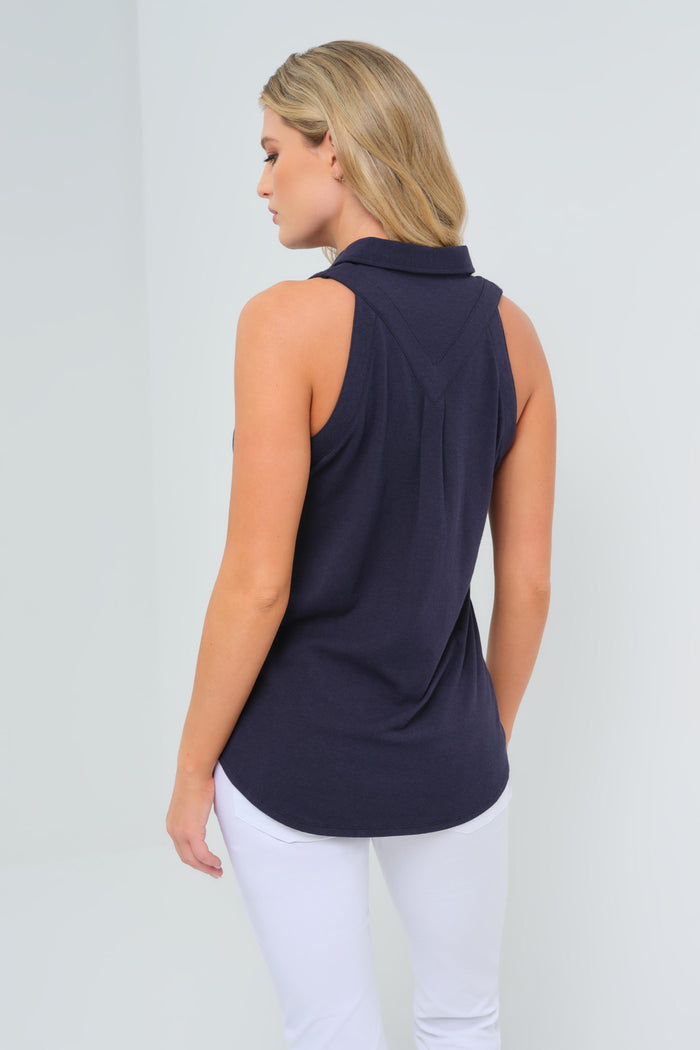 Elise Sleeveless Button Up Top