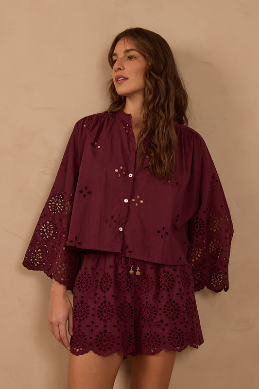 Embroidered Kimono Sleeve Blouse_1