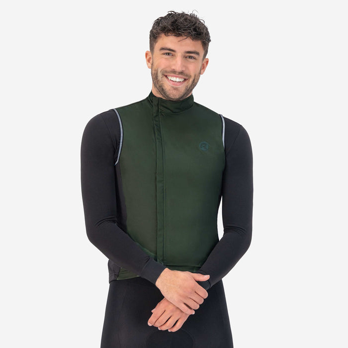 Rogelli Essential windstopper heren groen gedragen voorkant.