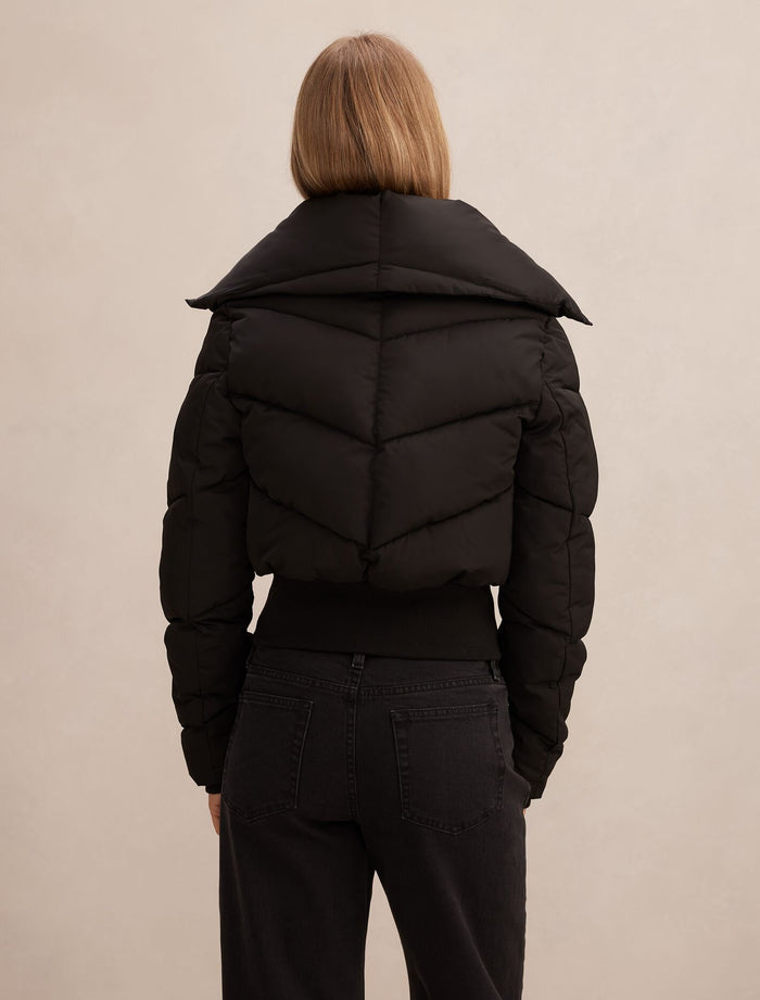 Evie Cropped Rib Detail Puffer Jacket Forever New