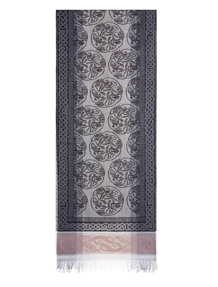 Extra Soft Celtic Motif Scarf - Charcoal #color_charcoal
