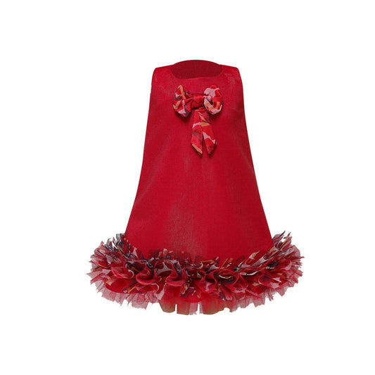 Fabrosanz: Christmas Print Ruffle Dress-Kids