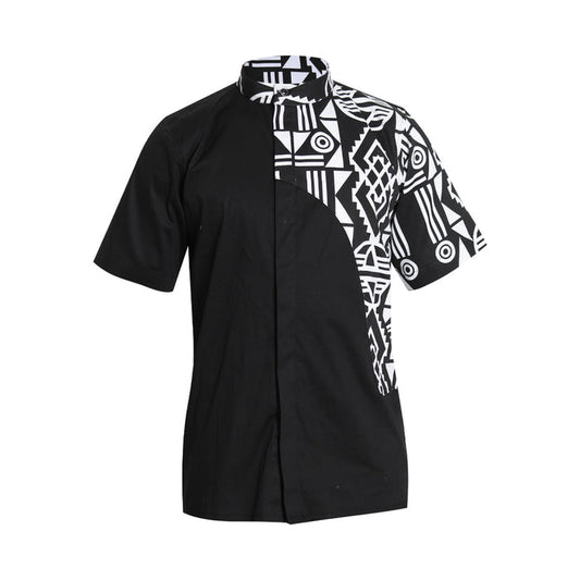 Fabrosanz: Menswear Black Shirt With Nguni Detail