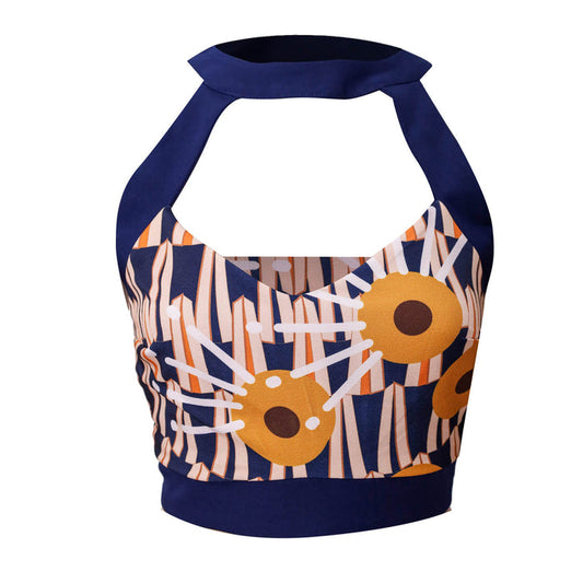 Fabrosanz: Tshwane Sunrise Print Cut-Out Halter Neck Top