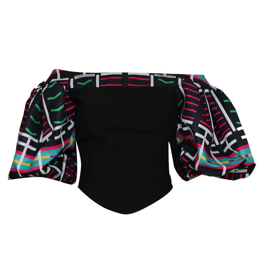 Fabrosanz: Venda Print Puff Sleeve Crop Top