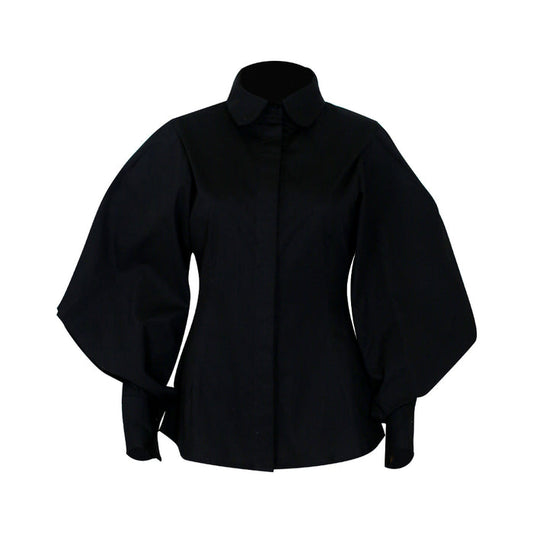 Fabrosanz:Black Shirt With Pleated Sleeves