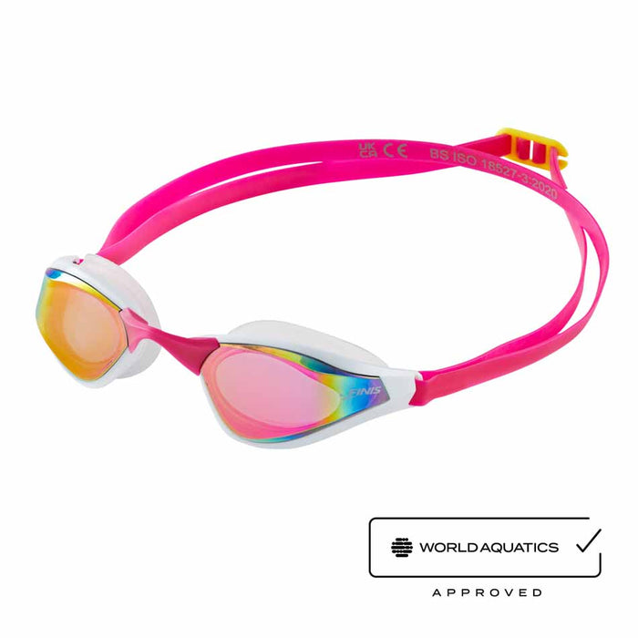 Finis Mach 1 Racing Goggle in Pink Opal with sleek, ergonomic design for competitive swimming.