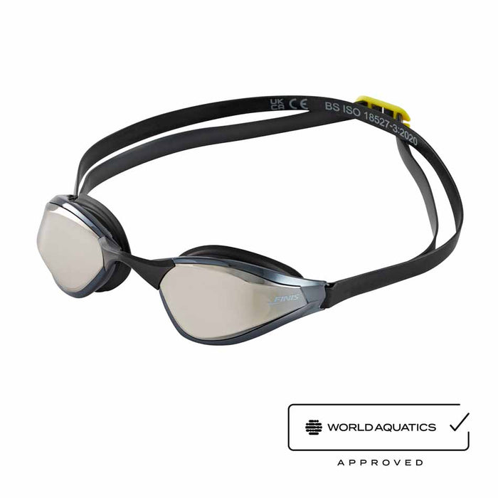Finis Mach 1 Racing Goggle in Titanium with sleek, low-profile design for competitive swimming.