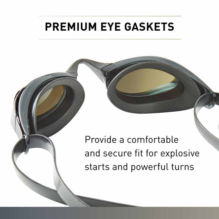 Finis Mach 1 Racing Goggle in Titanium with sleek, low-profile design and adjustable strap for competitive swimming.
