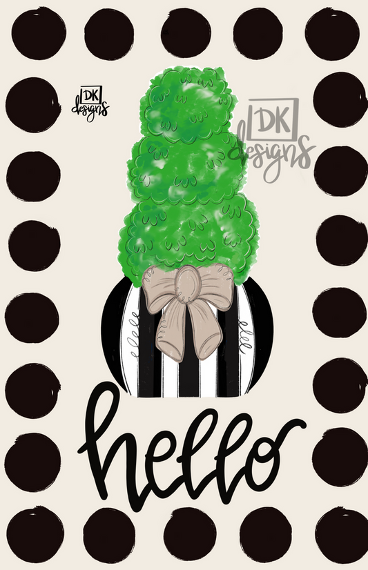 Flag Topiary Black & White Garden Glam