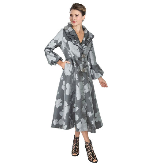 Floral Jacquard Double Collar Midi Dress/Jacket - 4764J-CH - Size S Only!