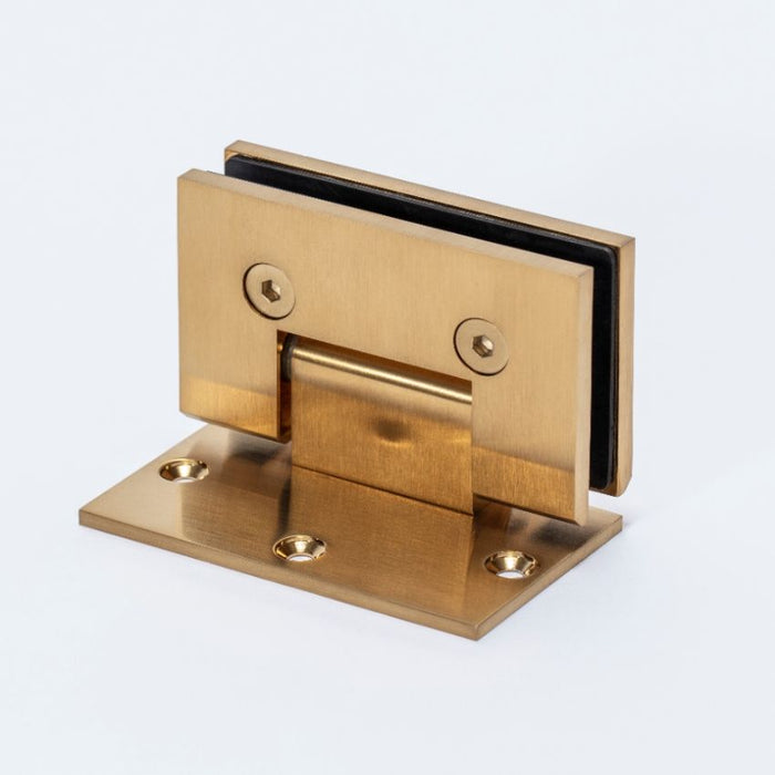 FORGE BRUSHED BRASS SHOWER HINGE GLASS TO WALL L-SHAPE 90 Degrees 10mm glass - Brushed Brass - Image 2
