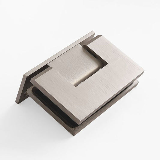 FORGE BRUSHED NICKEL SHOWER HINGE GLASS TO WALL L-SHAPE 90 Degrees 10mm glass - Brushed Nickel - Image 1