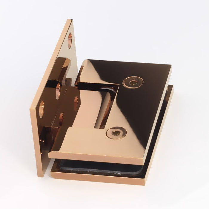 FORGE Rose Gold / Copper Shower Screen Hinge, Glass to Wall L-SHAPE 90 Degrees 10mm glass - Rose Gold - Image 2