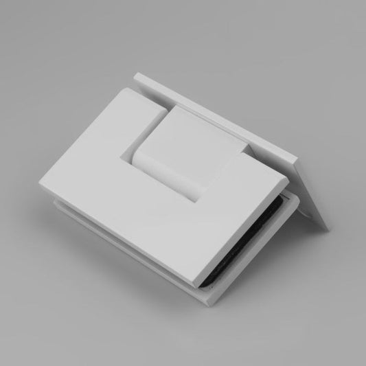 FORGE WHITE SHOWER HINGE GLASS TO WALL L-SHAPE 90 Degrees 10mm glass - Matt White - Image 1