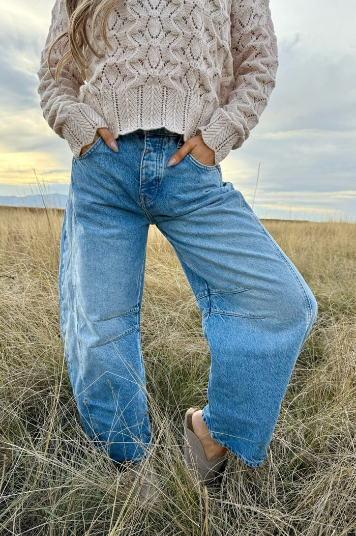 Free People We The Free Good Luck Mid-Rise Barrel Jeans