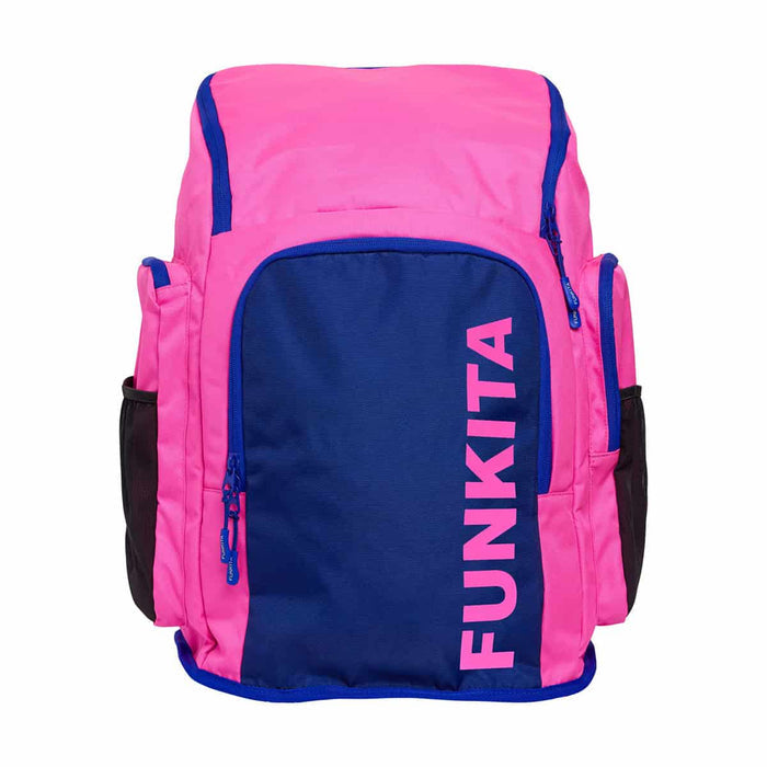 Pink and purple Funkita Tidal Blast Space Case backpack with adjustable straps and space-themed design by Way Funky.