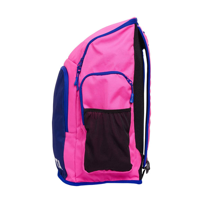 Pink and purple Funkita Tidal Blast Space Case backpack by Way Funky with adjustable straps and space-themed design.