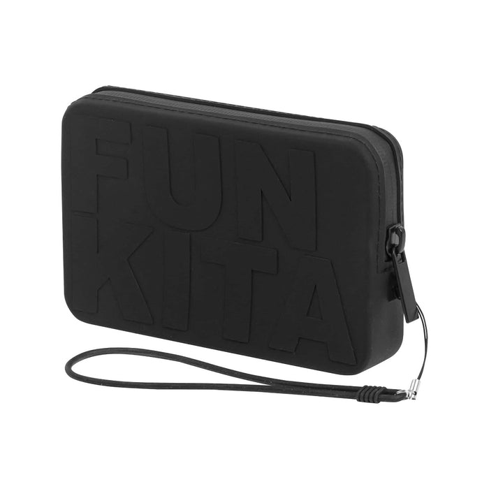 Funkita Womens Wetta Preta black clutch bag by Way Funky with a sleek, minimalist design and zip closure for stylish carrying.