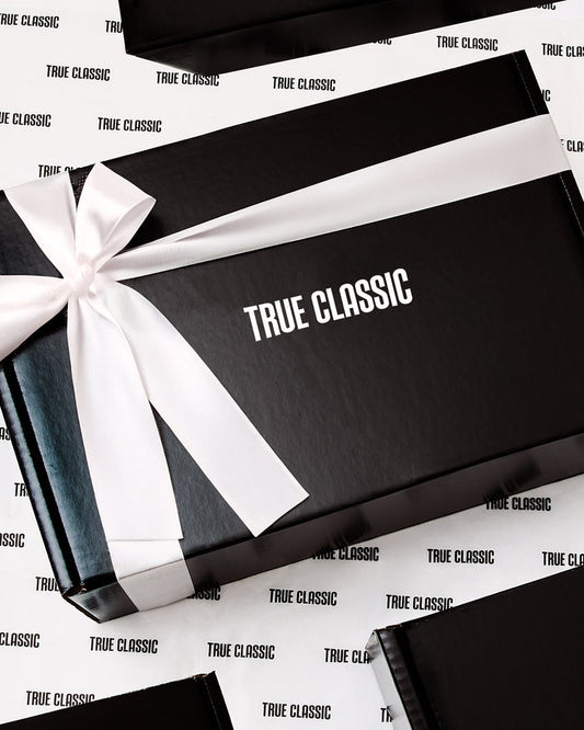 Gift Box with TRUE CLASSIC branded packaging.