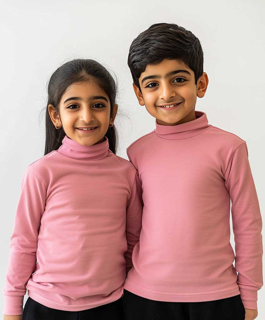 Girls’ Elegant Plain High Neck – Pink - Hinz Clothing