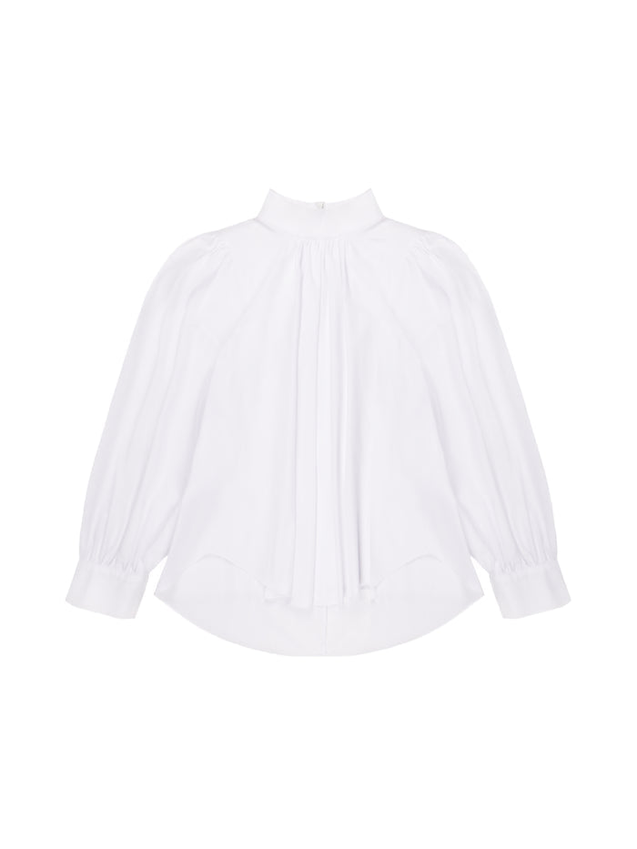 High-Neck Cotton Blouse