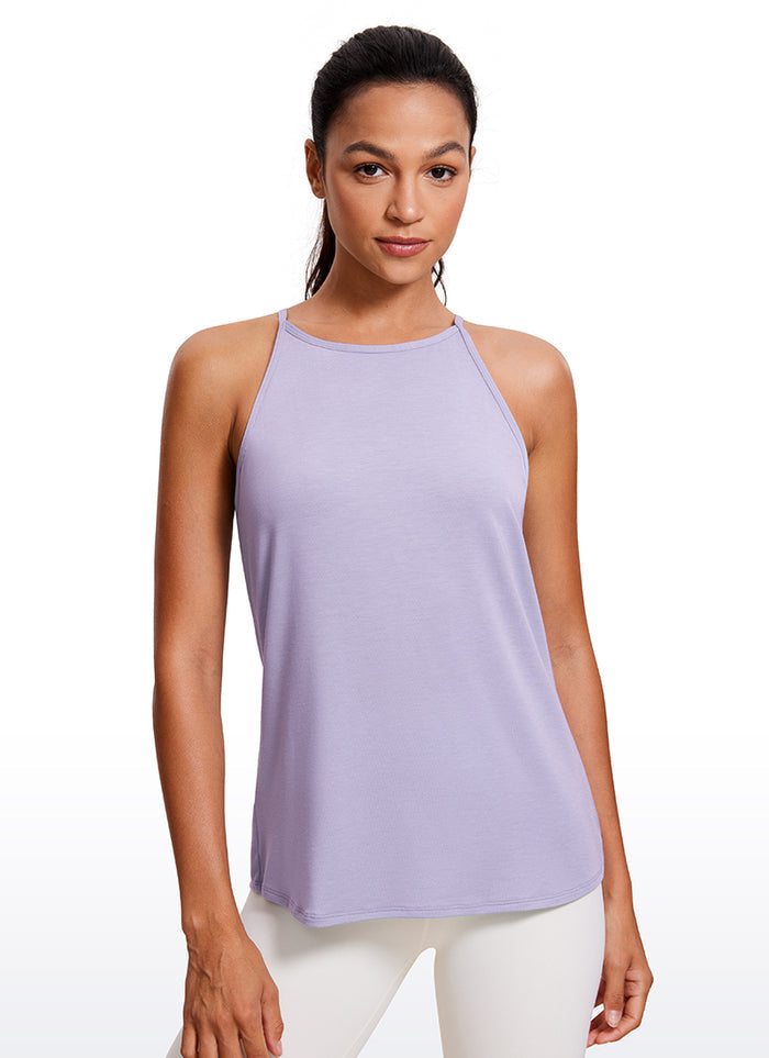 CRZ YOGA Women's Yoga Classic Fit Tops Halter Tank Lilac Lavender