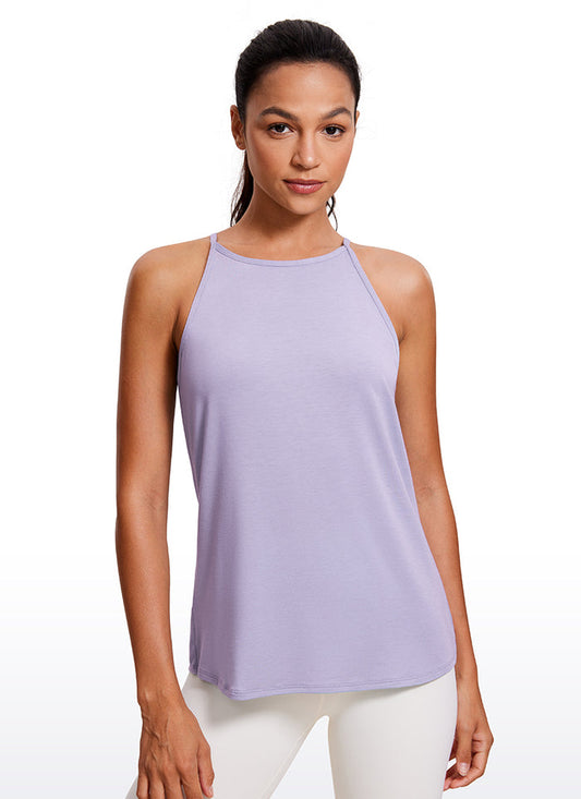 CRZ YOGA Women's Yoga Classic Fit Tops Halter Tank Lilac Lavender
