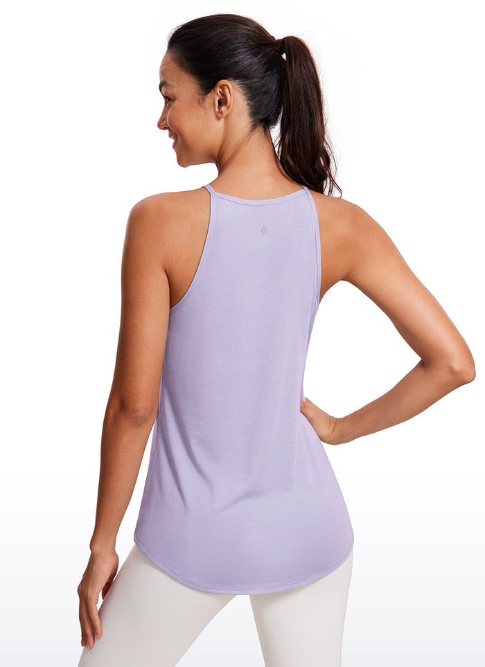 CRZ YOGA Women's Yoga Classic Fit Tops Halter Tank Lilac Lavender