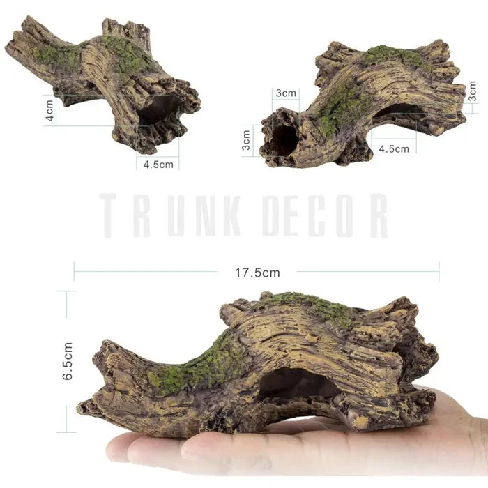 Hygger Aquarium Tree Log: mossy driftwood decor, 17.5x6.5x4cm