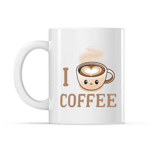Ceramic Mug_TeeTurtle I <3 Coffee white mug featuring the caption, "I <3 Coffee Mug" with the <3 being a coffee cup with a heart in it.