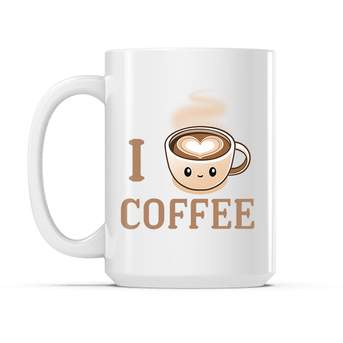 Ceramic Mug_TeeTurtle I <3 Coffee white mug featuring the caption, "I <3 Coffee Mug" with the <3 being a coffee cup with a heart in it.