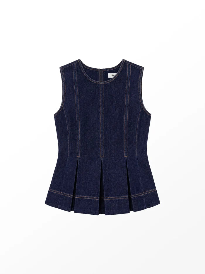 Indigo denim peplum top