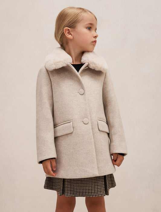 Isabella Girls Faux-Fur Collar Coat Mink Marle Forever New